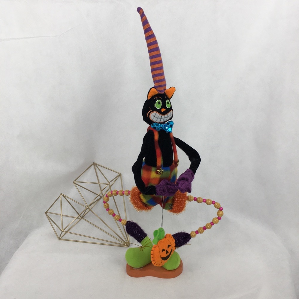 Adorable Halloween Cat  in Black, Orange, Purple, and Green… Bendable!